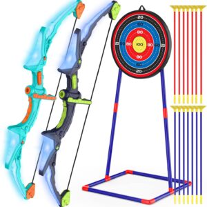 2 Pack Kids Bow and Arrow Set with LED Flash Lights